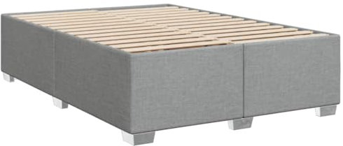vidaXL Bettgestell, Bett mit Bettfüße Lattenrost, Polsterbett für Schlafzimmer, Doppelbett Bettrahmen, Modern, Hellgrau 140x200cm Stoff