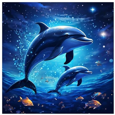 Mafenr Art Delfin Diamond Painting Erwachsene, Delfin Diamant Painting, Diamant Painting Bilder für Geschenke und Familie Décor 30x30cm