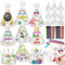 DPKOW 18 Glücksbringer Silvester Partyhüte zum Ausmalen Kinder mit 24 Stiften, Bemalbare Papier Silvester Haarreif für Kinder Basteln Glücksbringer Silvester Kopfbedeckung Zubehör Accessoires
