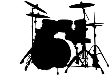 JIFENLI Autoaufkleber 15CM * 12,4CM Schlagzeug Set Rock Band Musik Dekor Vinyl Schwarz/Silber Auto Aufkleber