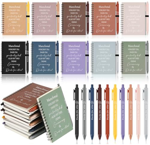 Sinmoe 10 Set Inspirierendes Geschenk für Kollegen Büro Lehrer Team | Danke für Alles Spirale Notizblock, Und Kugelschreiber, Motivierender Notizbücher, Dankeschön Geschenk für Mitarbeiter