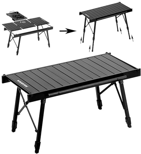 windhike Blackdog Folding IGT Camping Table with Adjustable Leg, Portable Outdoor Table for Cooking with Carry Bag, Outdoor Camp Kitchen System for Car Camping Picnic RV Trip Patio Backyard BBQ