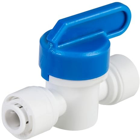RO Water Filter Shut Off Valve 1/4'' & 1/4'' OD 6.5mm Push Fit Quick Connect Plastic Ball Valve with Handle Universal Fittings for Fridge, RO Systems, Water/Air Pipes