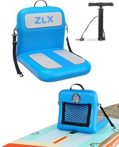 ZLX Aufblasbares SUP-Sitz Mit Luftpumpe, Tragbar Kajaksitz für SUP-Board, Stand Up Paddle Board Surfbrett Sitz, Paddelboardsitz für Outdoor Kajakfahren Kanufahren Angeln Camping