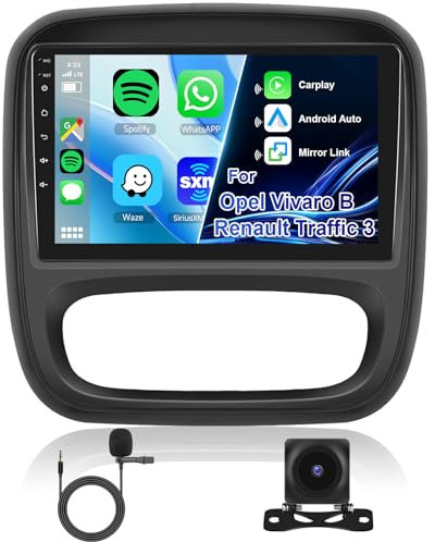 Hodozzy 8 Core 4GB+64GB Android Radio para Opel Vivaro B 2014-2018 Renault Traffic 3 2014-2021 con Carplay Android Auto, Radio 2 DIN 9 Pulgadas Pantalla Táctil GPS Bluetooth DSP WiFi FM RDS Cámara