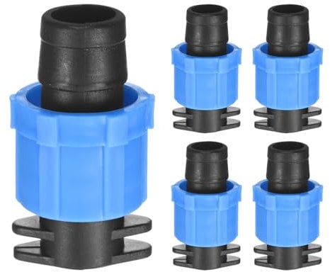 M METERXITY 5-Pack Drip Irrigation Barbed Locking Fittings, for 5/8 Inch(16mm) Tubing End Caps Connector Coupling for Greenhouse/Aquarium/Garden Watering System, Drip Irrigation Parts
