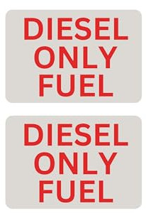 Tek Automotive Diesel Fuel Only Sticker – Twin Pack – Red Gloss Vinyl – 60mm x 48mm – Prevent Misfuelling – Waterproof & Permanent – Fuel Cap & Vehicle Use – Cars, Vans, Lorries, Buses & Boats