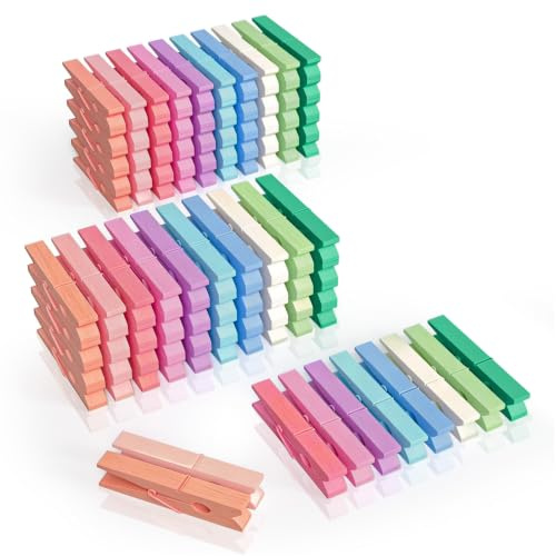 100Pcs Colored Clothespins Bulk, 2.9 Inch Clothes Pins Wooden for Crafts, Pastel Colorful Clothespins for Hanging Clothes Picture, Laundry Clips Cheer 10 Colors