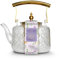 Charbrew 1000ml Clear Glass Teapot with Infuser - Borosilicate Glass, Gold Handle & Lid, Stylish Patterned Design - for Loose Leaf Tea, Tea Bags & Blooming Tea - Serves 5 Cups