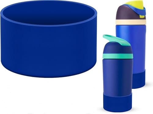 Klhamky Silicone Sleeve Compatible with Owala Kids Water Bottle 16/14 oz, Non-Slip Rubber Base Protective Case for Owala Kids FreeSip 16oz, Accessories for Owala Kids Flip 14oz (Blue)