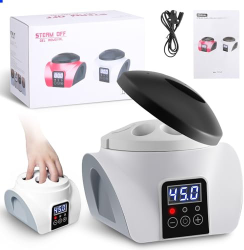 Electric Nail Soaking Bowl,36W Automatic Steam Nail Removal Machine,Nail Soak off Bowl with Intelligent Touch Control,Adjustable Temperature and Display,Manicure Bowl for Beauty Salon&Home Use (White)