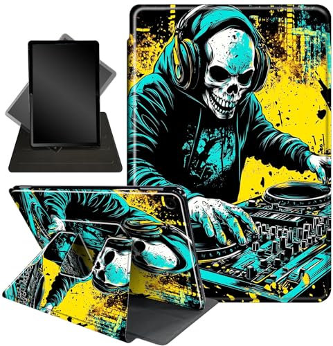 Case for iPad 9th / 8th / 7th Generation 10.2 inch (2021/2020/2019 Released), 360 Degree Rotating Stand Smart Protective Cover Case for ipad 10.2,Music/Skull