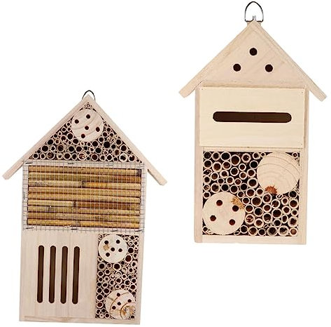 UPKOCH 2 Piezas cabaña de Madera para Abejas hábitat de jardín casa decoración de Colmena Cabina de Escarabajo cabaña de Abeja Colgante Nido de as de Madera Colmena de