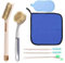 7pcs Air Fryer Cleaning Kit, Airfryer Cleaning Brush with 3 Style Brushes Sponge Towel Kitchen Cleaner Accessories for Stubborn Grease & Food Residue Removal Tools