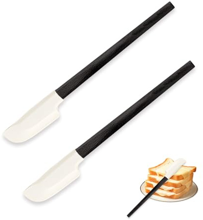 HMCEY 2 Pezzi Spatola Silicone Cucina,Spatola Pasticceria con Manico in Legno,Silicone Spatula,Spatole Miscelazione per Crepes,Raschietto Torta per Crema,Utensili da Cucina Resistente Al Calore