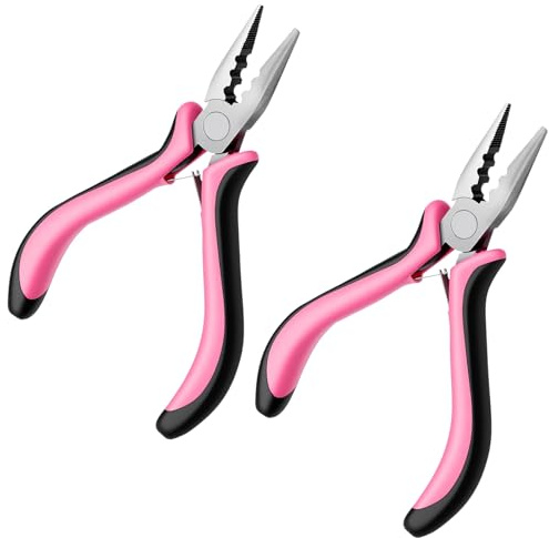 2 Stück Extensions Zange Microring Extensions Zubehör Haarzange Haarverlängerungs Zange für Friseure und DIY Haarverlängerungen Entfernen von Bonding Extension