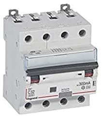 Legrand 411242 Disjoncteur différentiel monobloc DX³6000 10kA arrivée haute et départ bas à vis, 4P, 400V, 32A typeA, 300mA