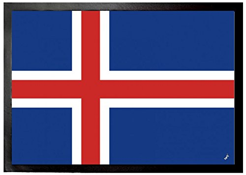 1art1 Island Flaggen Der Welt Fußmatte Dekomatte Innenbereich | Design Türmatte 70x50 cm