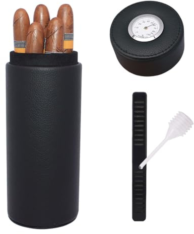 AMANCY Popular Cedar Wood Lined Portable Travel Leather Cigar Humidor Case,Packed by Nice Gift Box