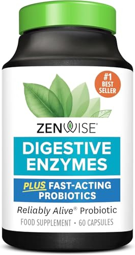 Zenwise Health Digestive Enzymes with Bromelain & Papaya - Multi Enzymes Digestion Supplement with Probiotics & Prebiotics for Gut Health, Gas & Bloating Relief - Men & Women - 60 Vegetarian Capsules