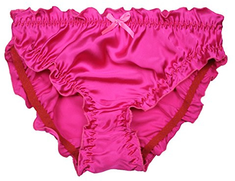 LSHARON SILK Culotte sexy 100 % soie de mûrier pour femme, rose rouge, S