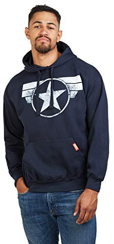 Marvel Men's Captain America Cap Logo Hoodie, Navy Blue, S UK