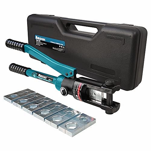 Crimpadora hidráulica industrial de 16 toneladas, 9 AWG a 600 mm, kit de herramientas de cable de terminal eléctrico, incluye 13 pares de juegos de troqueles