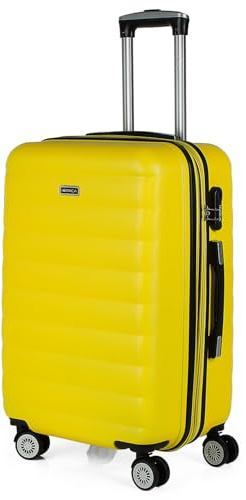 ITACA - Koffer Groß, Koffer Mittelgroß, Hartschalenkoffer M - Robuster Hartschalenkoffer & Koffer & Trolleys mit 4 Rollen, ideal als Reisekoffer für Jede Reise, Gelb
