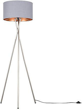 MiniSun | Modern Brushed Chrome Floor Lamp with a Grey and Copper Shade | Floor Lamps & Torchieres, Home Décor & Improvement Essential | Includes 6W GLS Bulb [3000K Warm White]