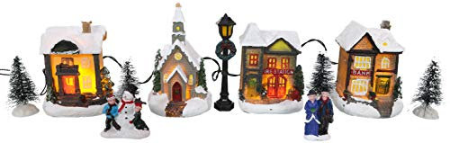 Toyland® 12 Piece Mini Christmas Village Light Up Scene Set - Christmas Decorations - Battery Operated