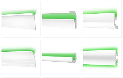LED Stuckleisten aus Ecopolymer - Wand- & Deckenleisten, lichtundurchlässig, leicht und schlagfest - (CK3-45x120mm) Zierprofil Stuck Deckenbeleuchtung