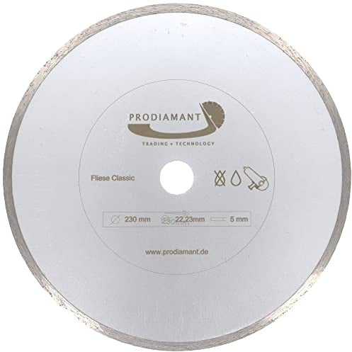 PRODIAMANT Prorim Diamant-Trennscheibe 230 mm x 22,23 mm - Diamantscheibe für Keramik und Fliesen - präziser Schnitt - passend für Nasssäge