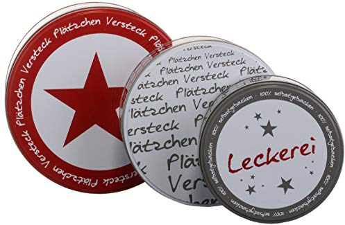 Brandsseller 3er Set Keksdose Plätzchendose Gebäckdose Metall | Plätzchenversteck