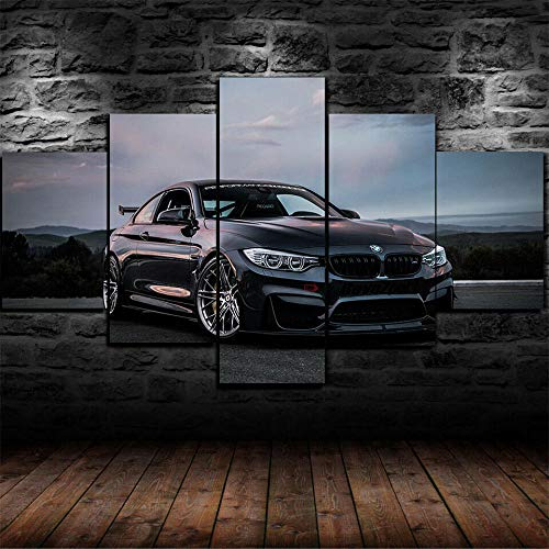 IIIUHU Leinwanddrucke Kreatives Geschenk 5 stück Leinwand Bilder Hd Drucke Poster abstrakt BMW M4 Performance Super Car Moderne Wandbilder XXL Wohnzimmer Wohnkultur