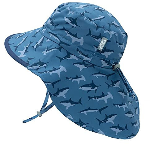 Jan & Jul Chapeau de Soleil d'aventure, la Protection Anti-UV 50+ UPF pour Les garçons(XL:6-12 Ans, Requin : Garniture Bleu Marine)
