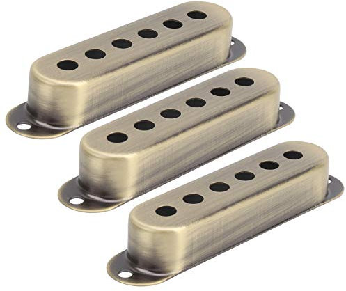 CHICIRIS 3 pièces Housse de ramassage Simple pour Guitare à Bobine en Laiton 48mm/50mm 52mm Couvre micros Stratocaster électrique St SQ(Bronze)-Couvercle De