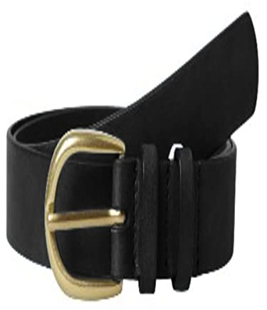PIECES Damen Pchaven Leather Jeans Belt Fc Noos, Black/Detail:gold Buckle, 90