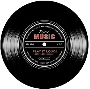 Aomesinc Vinyl-Schallplatten-Teppich, modisches Vinyl-Schallplattenmuster, runder rutschfester Teppich (80 x 80 cm), Stil B)