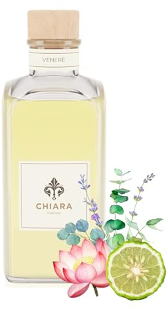 Chiara Firenze - FRAGRANZA Ambiente Venere 500 ML Bottiglia + Bastoncini - Made in Italy - Lavanda - Fiori di Loto – Bergamotto