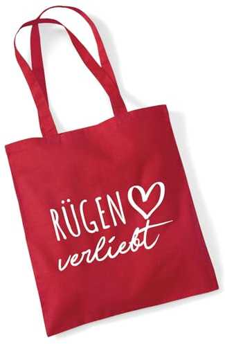 Huuraa Jutebeutel Rügen verliebt Geschenk | Baumwollbeutel 10 Liter Stoffbeutel Beutel aus Baumwolle Tasche Geschenkidee Einkaufstasche Langen Henkel