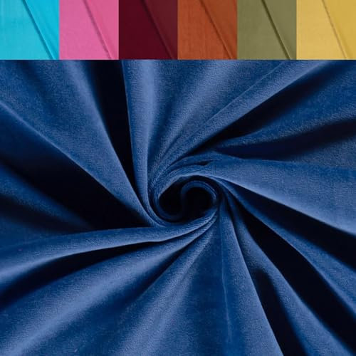 Nicki Stoff Meterware - Samtstoff stretchig - weicher Fleece - Nicky Velour - Nikistoff - Velourstoff - kuschelig weich *Ab 50cm, Farbe: 106 blau