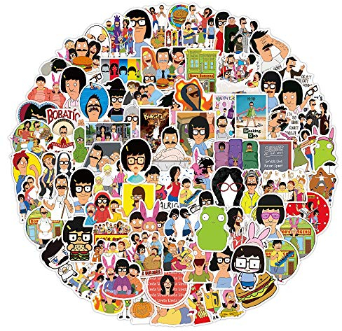 Bobs Burgers Aufkleber 100 Stück, Laptop Aufkleber Bombe Vinyl Aufkleber Pack für Auto Gepäck Skateboard Motorrad Aufkleber für Jugendliche Erwachsene