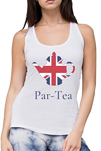 Par-Tea Party Teapot Queens Platinum Jubilee - Womens Vest Tank Top - 2022 Party Celebration Queen Elizabeth L White