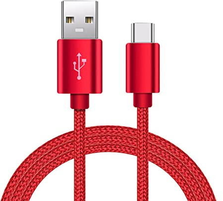 USB C Cable - Premium Nylon Braided USB A to USB C 3A Fast Charging Type C Cable, For Samsung Galaxy S21/S20/S10/S9/S8, HUAWEI P40/P30, Sony Xperia/LG/Xiaomi & More-Obsidian Red (3M)