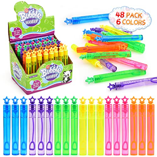 Fegalop 48 unidades de mini pompas de jabón, surtido de juguetes para fiestas, bolsas de golosinas, premios de carnaval, bodas, juguetes para hacer burbujas, regalos al aire libre para niñas y niños