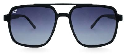 OJO Sunglasses Quadratischer schwarzer Rahmen und Bügel mit polarisierten, grünen Gläsern, Schwarz , Medium