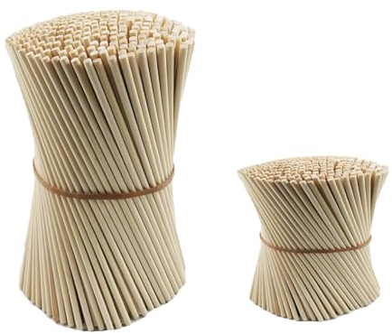 400 Stück Holzdübelstangen, 1/4x6 & 12 Zoll Birkenholzstäbchen, verschiedene Größen, Dübel, unlackierte Hartholzstäbchen, Vielfalt, Kuchendübelstangen für DIY-Handwerk (jede Größe 200 Stück)