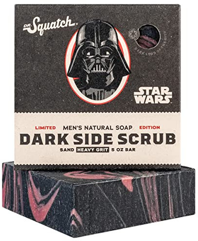 Dr. Squatch Mens Starwars Dark Side Scrub Soap – Limited ! - Natural Exfoliating Soap Bar for Men with Charcoal, Sand and Coconut Oil – Bar Handmade in USA