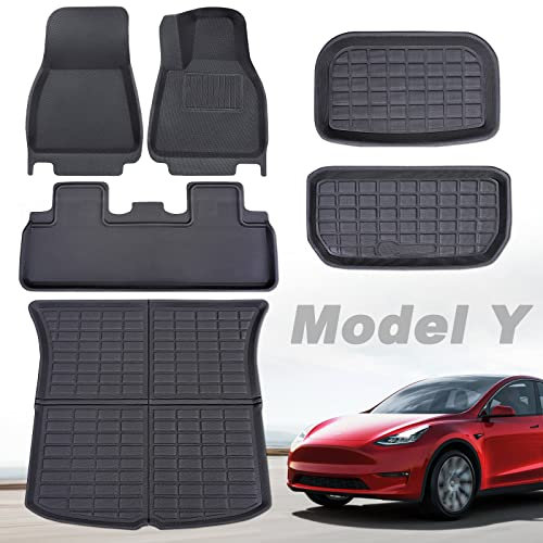 RHD Floor Mats for Tesla Model Y 2021-2024 Waterproof Nonslip Liner for Model Y RWD AWD Performance Range Accessories 2024 2023 2022 2021 RHD Durable XPE Rubberm Mud Rain Snow Protector
