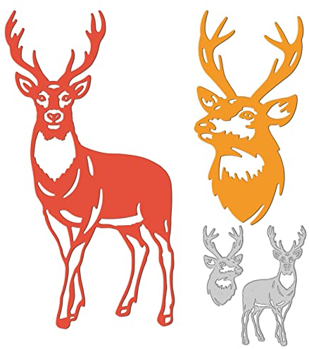 GLOBLELAND Realistische Waldhirsch Stanzformen Metall Hirschkopf Stanzschnitte Prägeschablonen Vorlage für die Papierkartenherstellung Dekoration DIY Scrapbooking Album Basteldekor